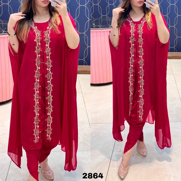 RTK 1038 Kaftan Dress With Dhoti Pant  - Rani, 40