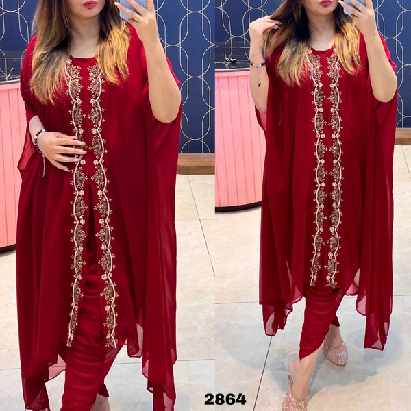 RTK 1038 Kaftan Dress With Dhoti Pant  - Rani, 42