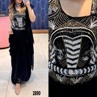 RTK Pre Draped Saari - mehndi, 40-L