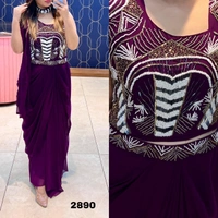 RTK Pre Draped Saari - mehndi, 40-L