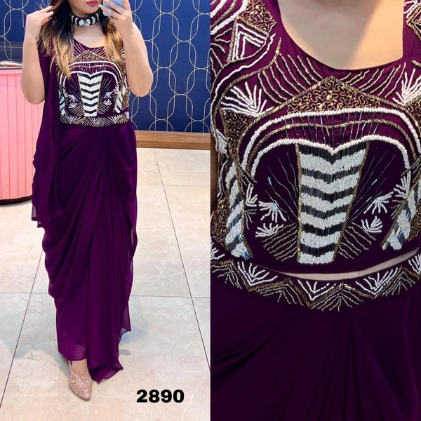RTK Pre Draped Saari - mehndi, 40-L