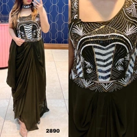 RTK Pre Draped Saari - mehndi, 40-L