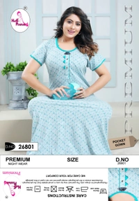 La Fairy  PRINTED COTTON GOWN - Maroon, 2XL-46-48
