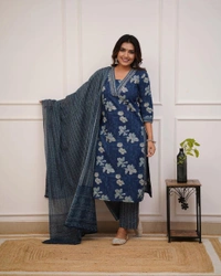 KDJ Straight Kurta Set  - Navy Blue, M-38