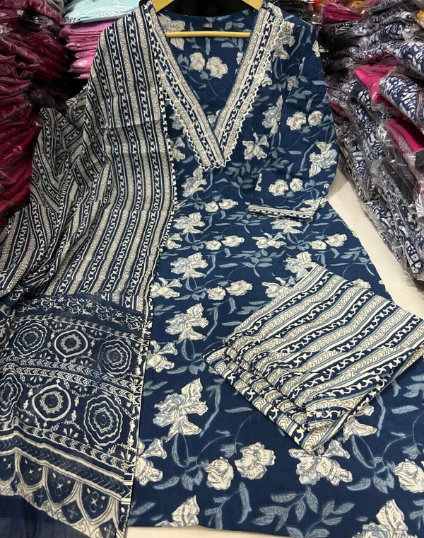 KDJ Straight Kurta Set  - Navy Blue, M-38