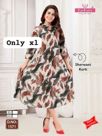 La Fairy Umbrella Style Kurti  - Yellow Orange, 2XL-44