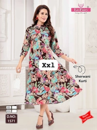 La Fairy Umbrella Style Kurti  - Yellow Orange, 2XL-44