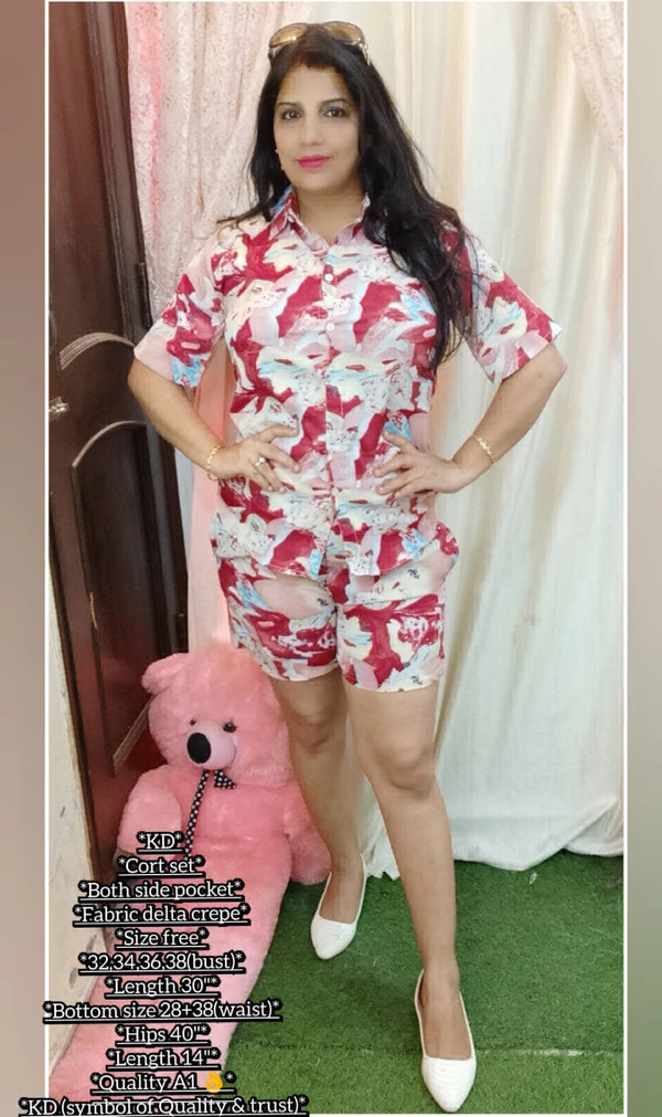 KD18 2134 HOT PANT CO-ORDS SET  - brown, 36