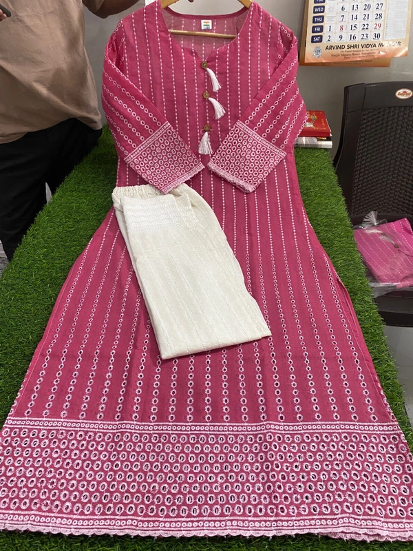 RPR HEAVY CHICKEN WORK KURTI WITH PLAZO PANT - S-36