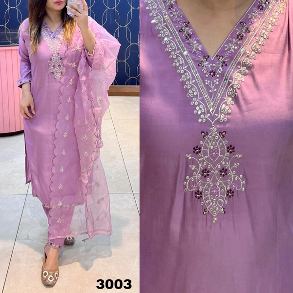 RTK 5037 BEAUTIFUL KURTI SET WITH PANT DUPATTA  - Lavender Rose, L-40