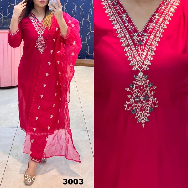 RTK 5037 BEAUTIFUL KURTI SET WITH PANT DUPATTA  - yellow, L-40