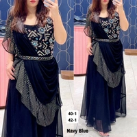 RTK DESIGNER SKIRT WITH CROP TOP WITH DUPATTA  - wine, Skirt -42"Inch