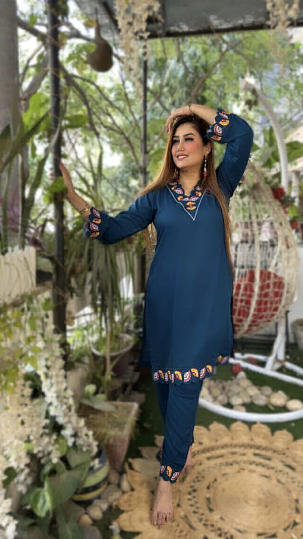 WSM CUT WORK PANT SUIT  - royal blue, 2XL-44