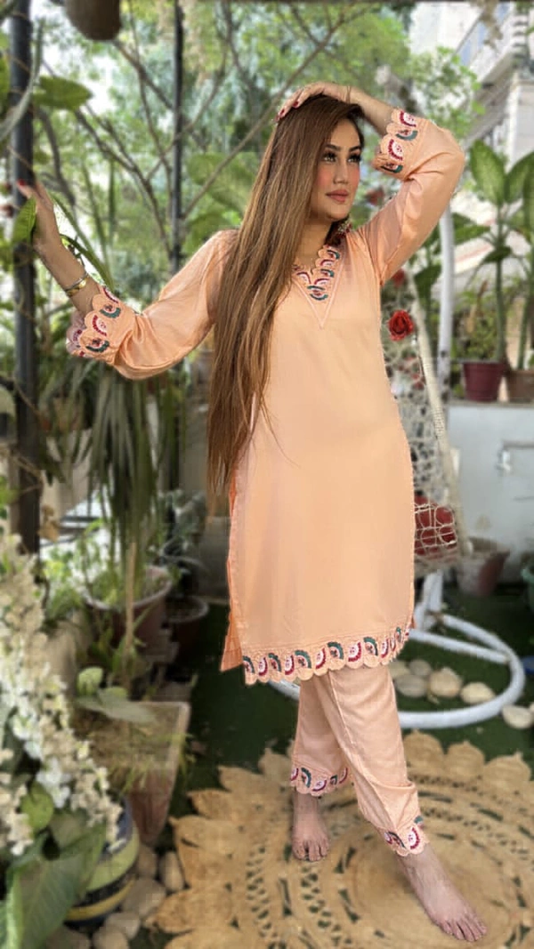 WSM CUT WORK PANT SUIT  - light pink, 2XL-44