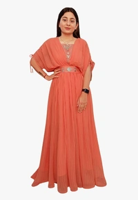 ARM 2855 TIPSS LONG GOWN - Peach, M-38
