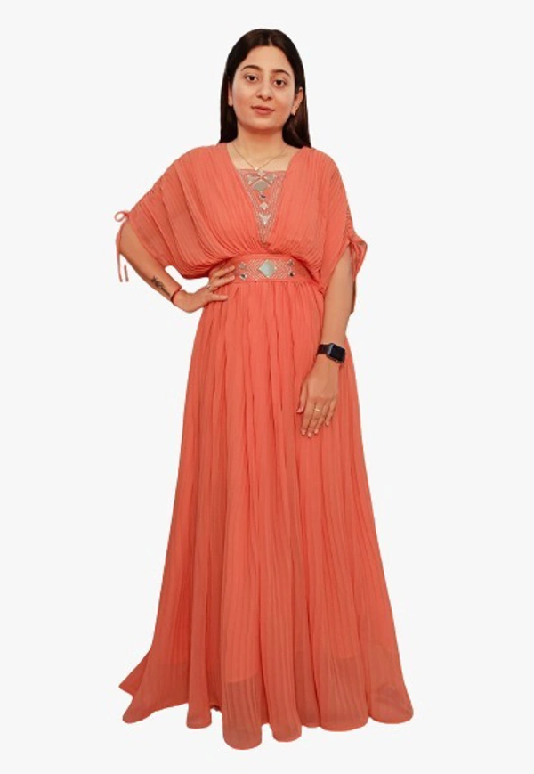 ARM 2855 TIPSS LONG GOWN - Peach, M-38