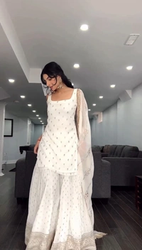 WDW EMBROIDERY WORK KURTI SET WITH PANT DUPATTA  - XL-42