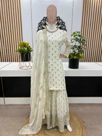 WDW EMBROIDERY WORK KURTI SET WITH PANT DUPATTA  - XL-42