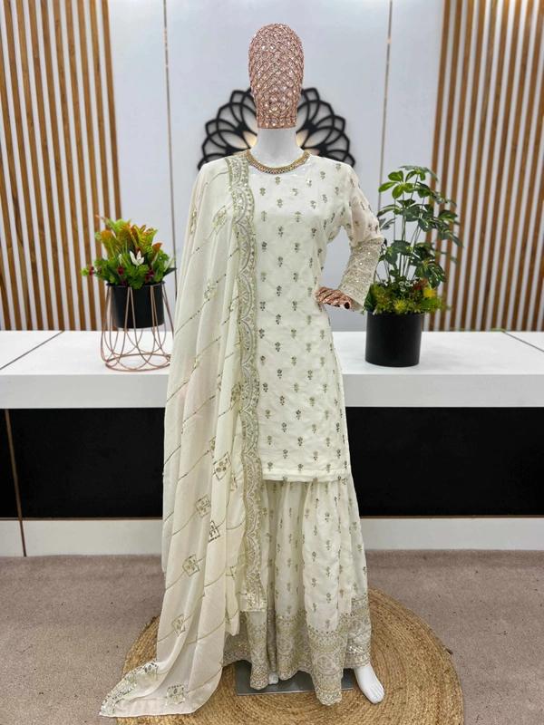 WDW EMBROIDERY WORK KURTI SET WITH PANT DUPATTA  - XL-42