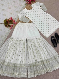 WDW EMBROIDERY WORK KURTI SET WITH PANT DUPATTA  - XL-42