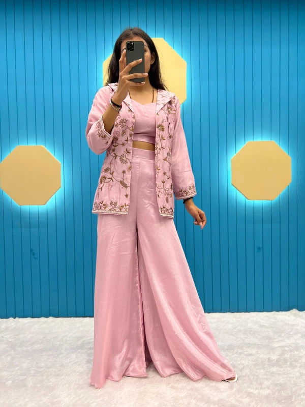 WDW 1032 WESTERN STYLE 3 PEACE DRESS  - peach, FREE SIZE