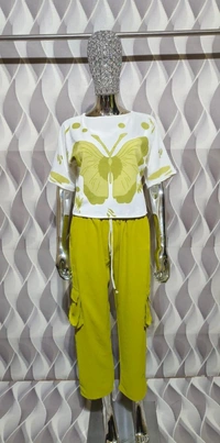 KD18 2126 TRENDY  Butterfly Print CORD SET  - 40-L