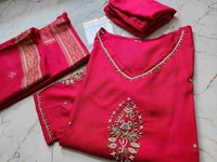 KDJ REYON FEBRIK KURTI WITH PANT DUPATTA  - Yellow, M-38