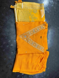 KDJ REYON STRAIGHT KURTI WITH PANT DUPATTA  - yellow, L-40