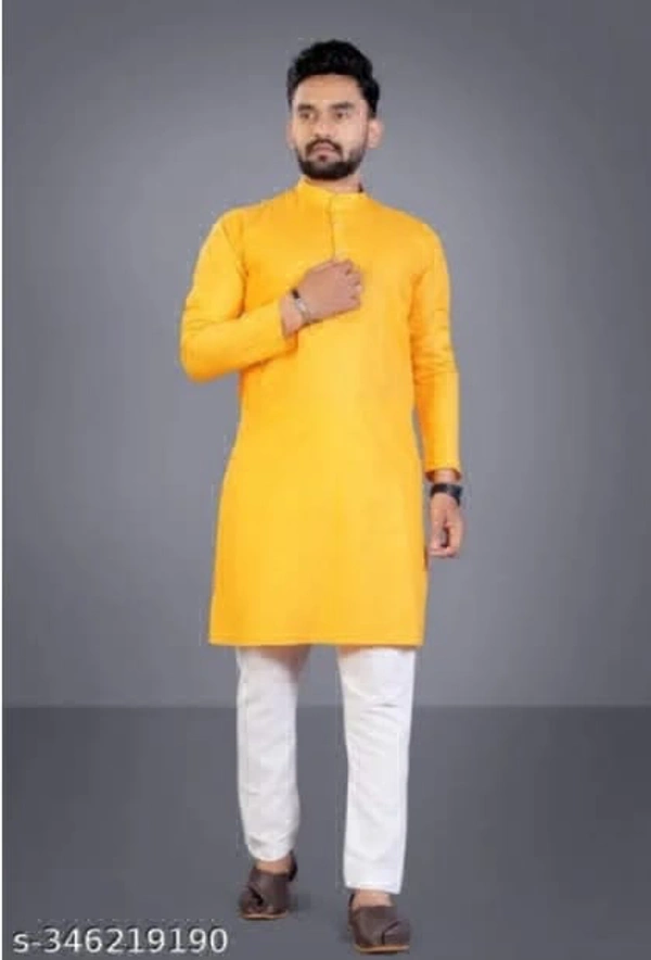 Square  Plane Kurta Pajama  - yellow, 40-L