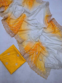 DSS BEAUTIFUL Georgette Embroidery Saari - orange, 5.5meter