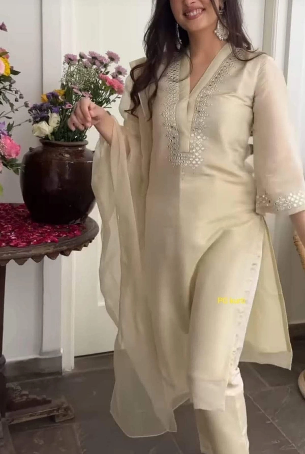 KDJ 4760 Chanderi Cotton Kurta Set  - 42-XL