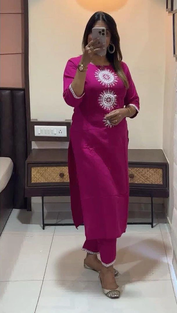 KDJ 3540 Cotton Kurta With Pant  - pink, L-40