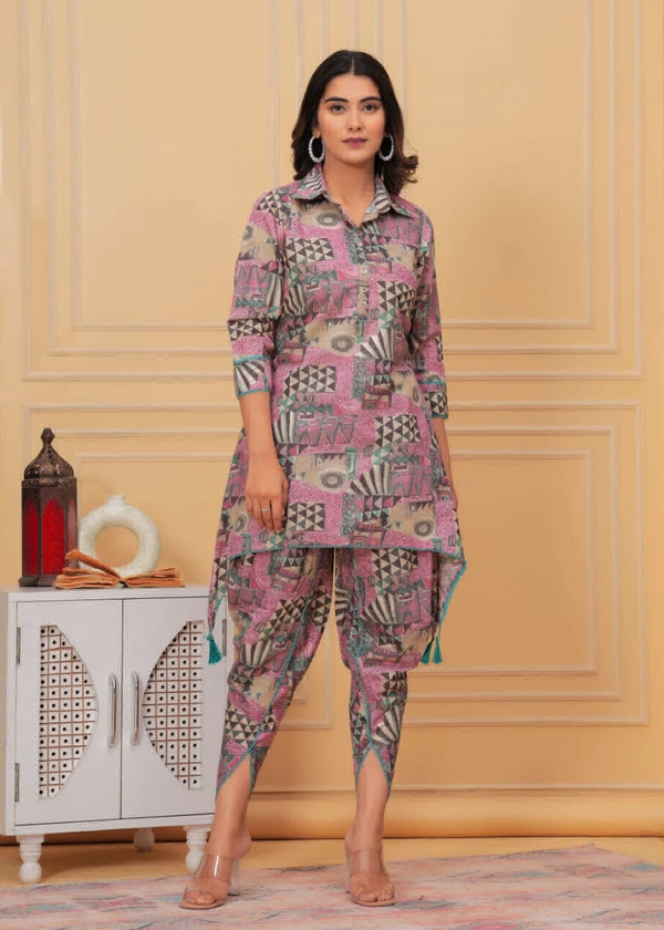 KDJ 2114 Muslin Kurti With Dhoti Pant Cord Set - M-38