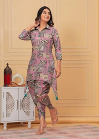 KDJ 2114 Muslin Kurti With Dhoti Pant Cord Set - 42-XL