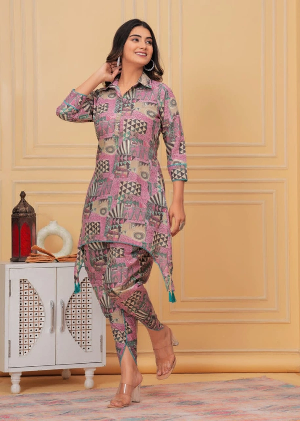 KDJ 2114 Muslin Kurti With Dhoti Pant Cord Set - 42-XL