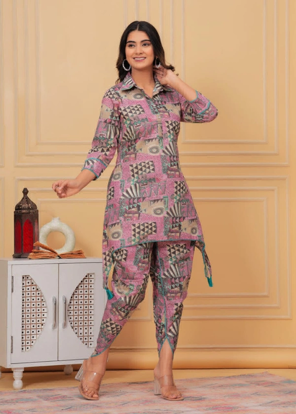 KDJ 2114 Muslin Kurti With Dhoti Pant Cord Set - 42-XL