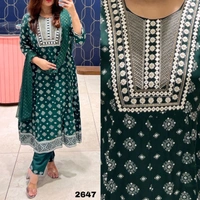 RTK REYON ANARKALI SUIT WITH PANT DUPATTA  - gajri, 40-L