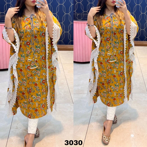 RTK 1021 COTTON KAFTAN DRESS  - Red, XL-42