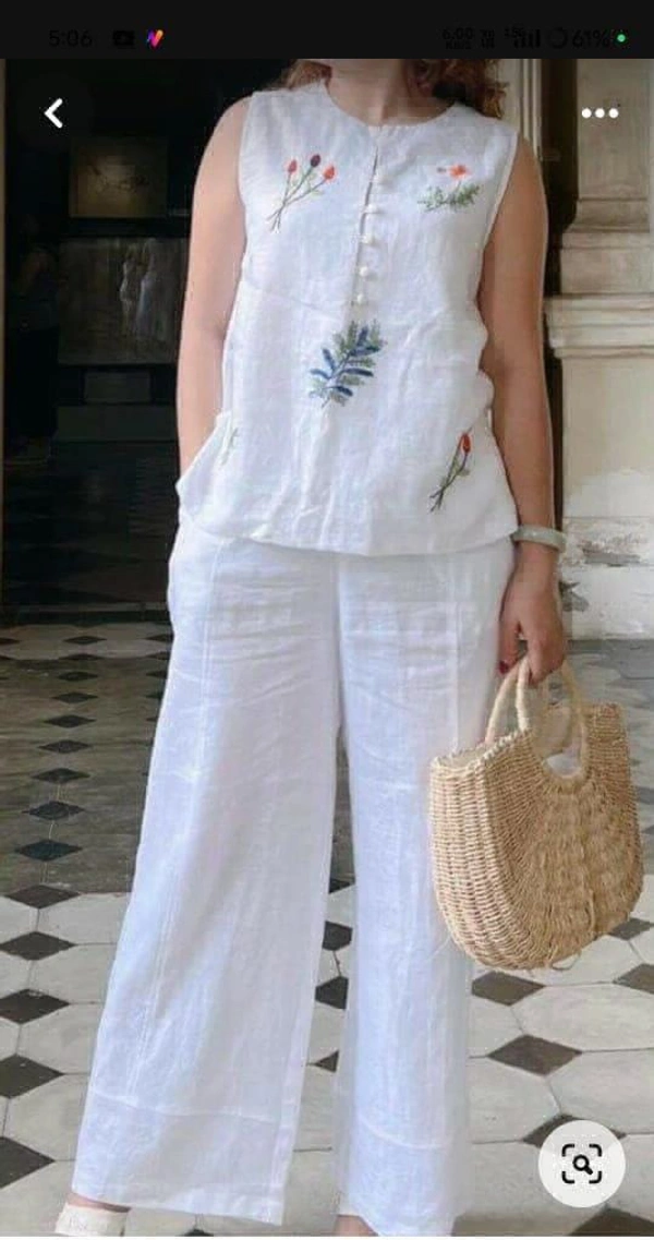 KDJ 2107 Beautiful Top With Plazo Pant  - White, 38