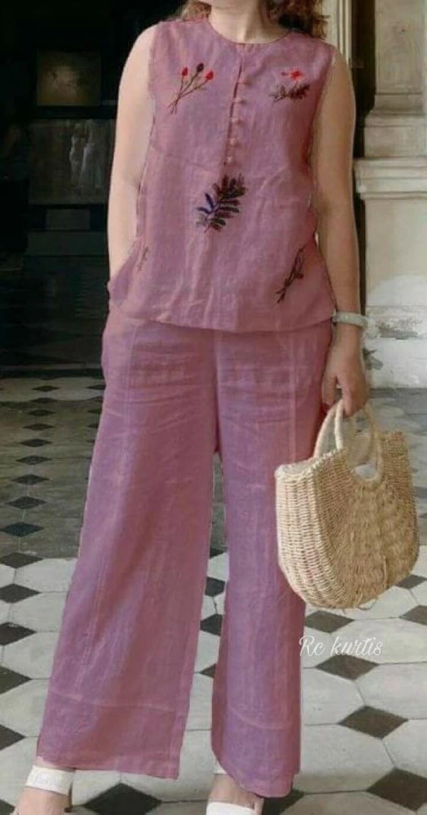 KDJ 2107 Beautiful Top With Plazo Pant  - pink, 38
