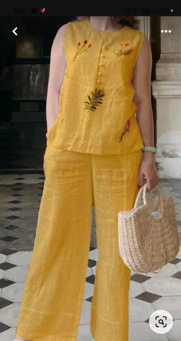 KDJ 2107 Beautiful Top With Plazo Pant  - yellow, 40
