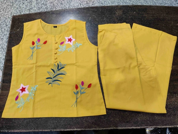 KDJ 2107 Beautiful Top With Plazo Pant  - yellow, 40