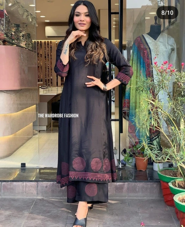 KDJ 301 COTTON PRINTED KURTI WITH PANT  - 38-M