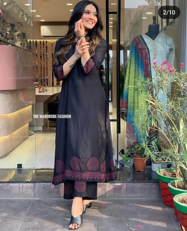 KDJ 301 COTTON PRINTED KURTI WITH PANT  - 38-M