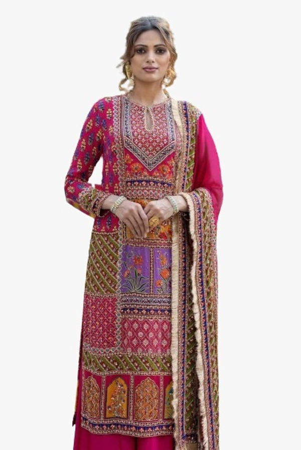 ARM HEAVY EMBROIDERY KURTA SEARARA SET - 42-XL
