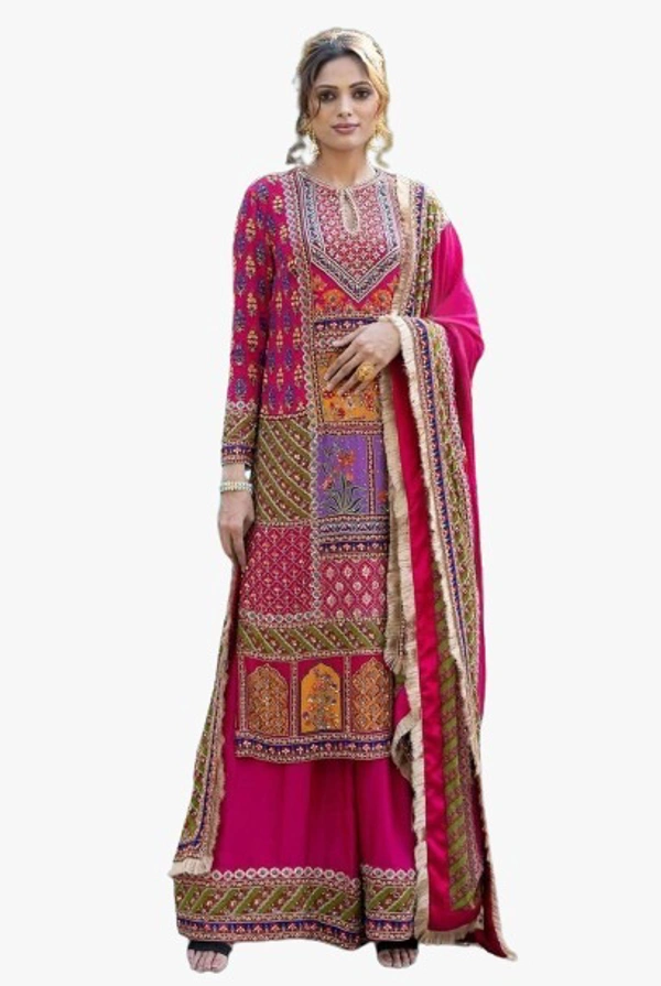 ARM HEAVY EMBROIDERY KURTA SEARARA SET - 42-XL