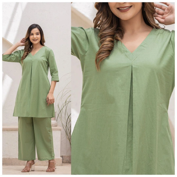 KDJ 4137 Cotton Cord Set  - light green, 42-XL