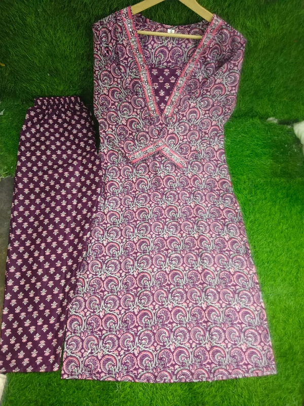 KDJ 3541 Cotton Kurta Set With Pant Dupatta  - L-40
