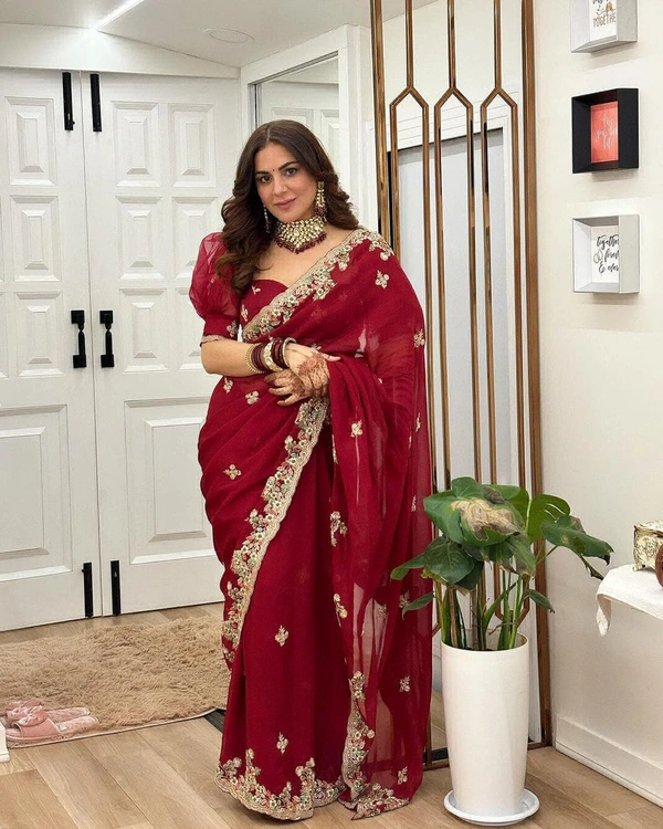 DSS Georgette Embroidery Saree