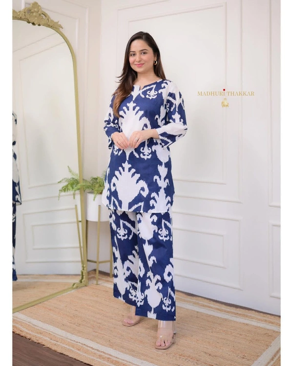 KDJ BEAUTIFUL PRINTED KURTI SET  - L-40, Blue